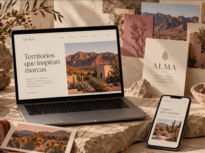 Web de marca diseñada en un portátil