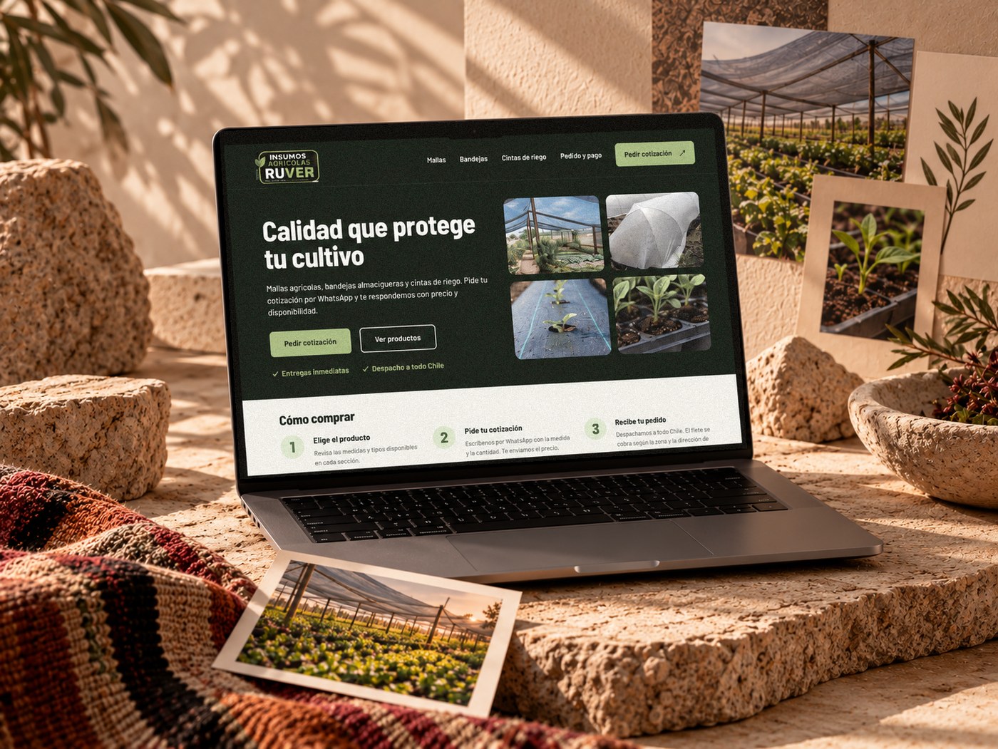 Web de Insumos Agrícolas Ruver en un portátil